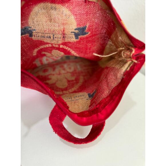 Women's Bag Basmati Royal Rice with Handle and Zipper Tan Mesh Red - Picture 6 of 12